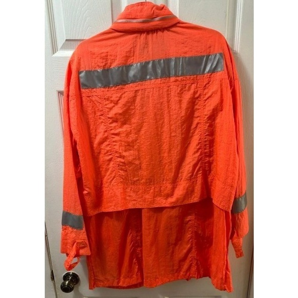 Street Wear Carole Little Neon Orange Nylon Utility Jacket Reflective Large - Picture 7 of 7
